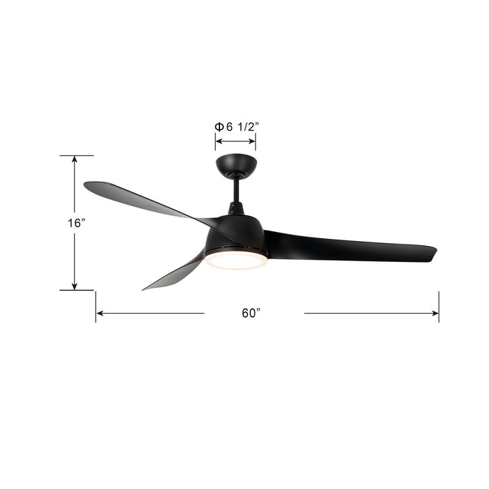 Millennium - 1113LED-MBK-MBK - 60" Ceiling Fan - Hammerlin - Matte Black