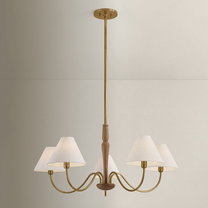 Mitzi - H1163805-PBR - Five Light Chandelier - Bennie - Patina Brass