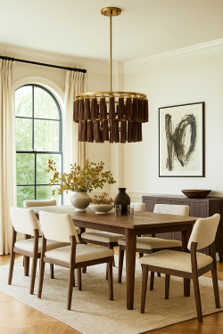 Aquitane Four Light Pendant Warm Brass-Mid. Chandeliers-Savoy House-Lighting Design Store