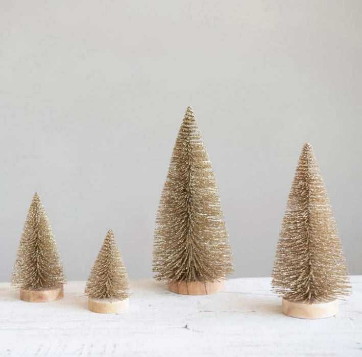 Bottle Brush Trees with Wood Bases, Set of 4-Home Accents-Creative Co-op-Lighting Design Store