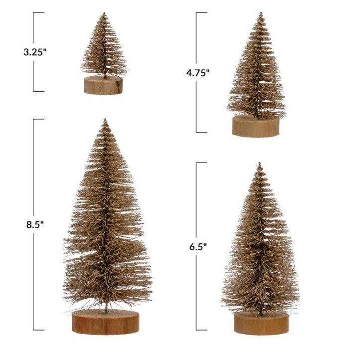 Bottle Brush Trees with Wood Bases, Set of 4-Home Accents-Creative Co-op-Lighting Design Store