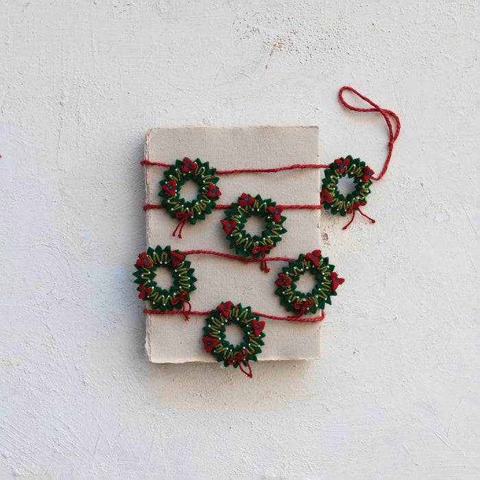 Handmade Wool Felt Holiday Wreaths Garland, Multi Color-Home Accents-Creative Co-op-Lighting Design Store