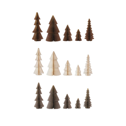 Paper Folding Honeycomb Trees Set of 5 (Brown)