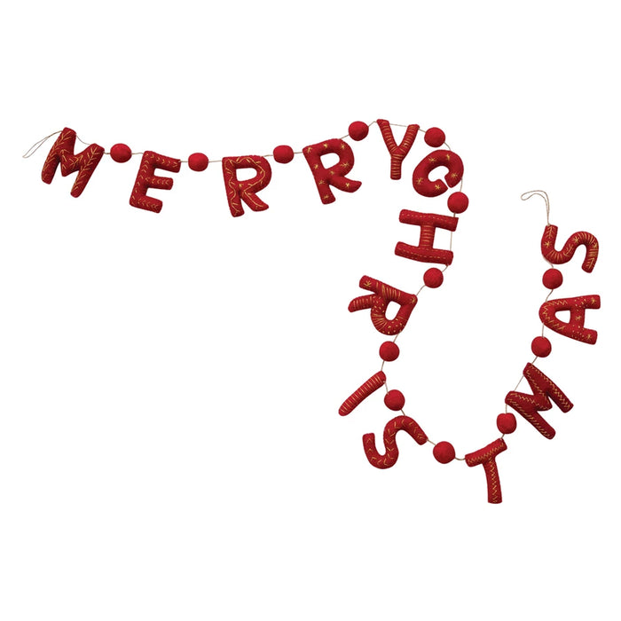 Merry Christmas Wool Felt Garland-Home Accents-Creative Co-op-Lighting Design Store