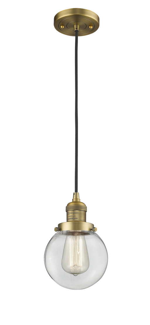Innovations - 201C-BB-G202-6 - One Light Mini Pendant - Franklin Restoration - Brushed Brass