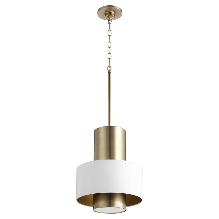 Quorum - 8011-0880 - One Light Pendant - Studio White / Aged Brass