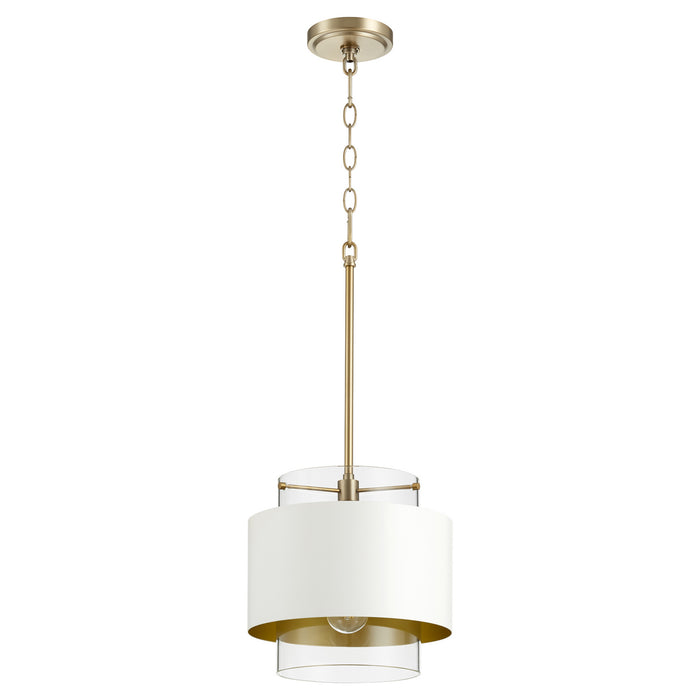 Quorum - 8012-0880 - One Light Pendant - Aged Brass w/ Studio White