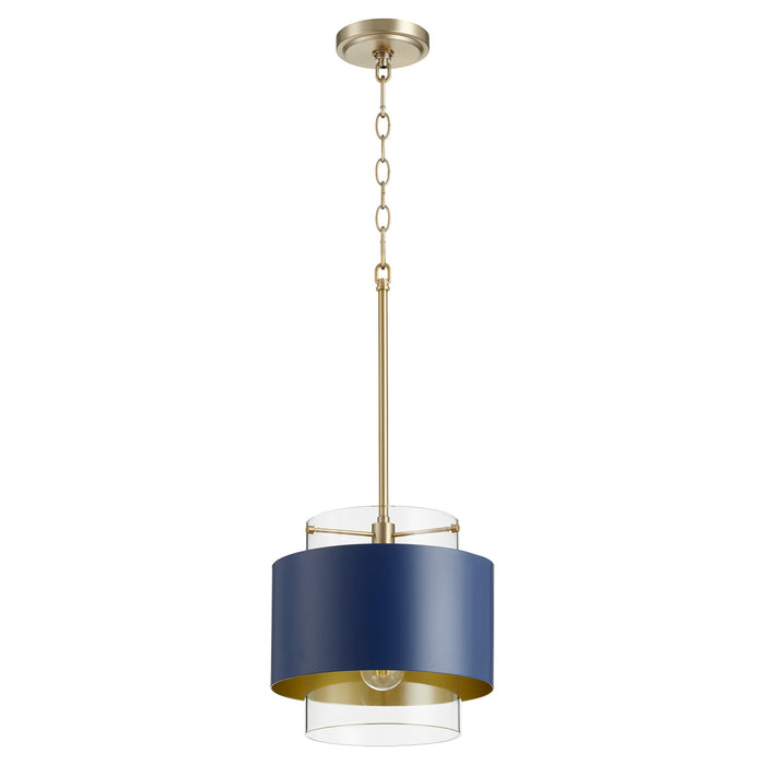 Quorum - 8012-3280 - One Light Pendant - Aged Brass w/ Blue