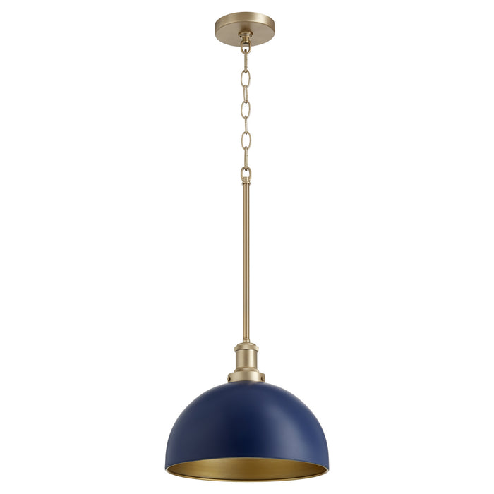 Quorum - 876-3280 - One Light Pendant - Blue w/ Aged Brass