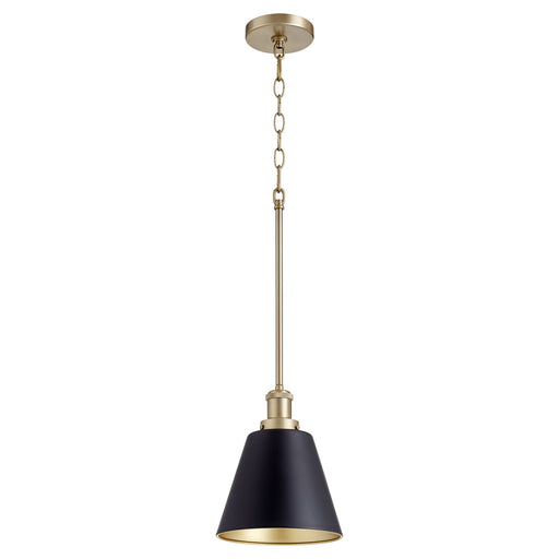Quorum - 877-6980 - One Light Pendant - Noir w/ Aged Brass