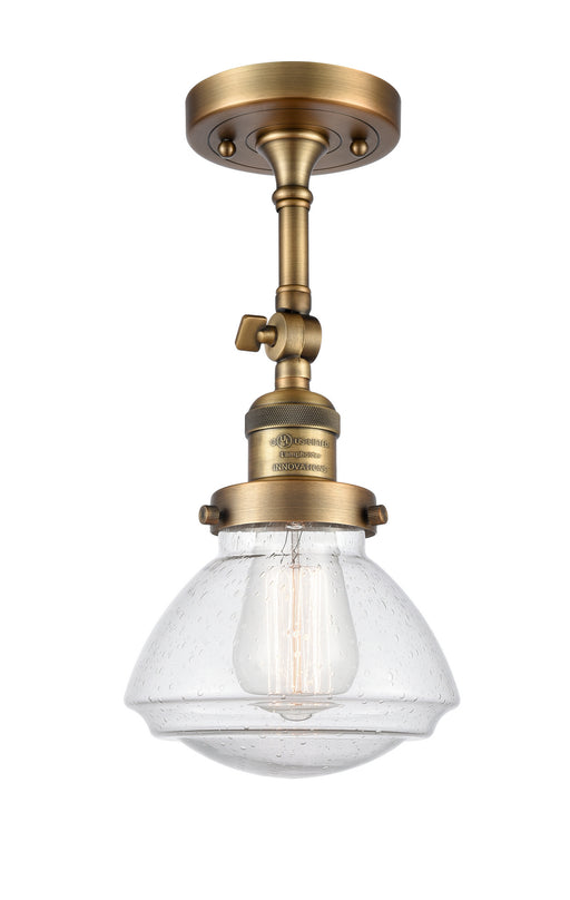 Innovations - 201F-BB-G324 - One Light Semi-Flush Mount - Franklin Restoration - Brushed Brass