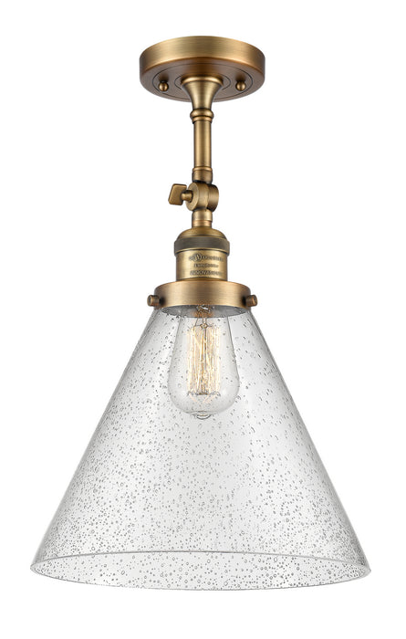 Innovations - 201F-BB-G44-L - One Light Semi-Flush Mount - Franklin Restoration - Brushed Brass