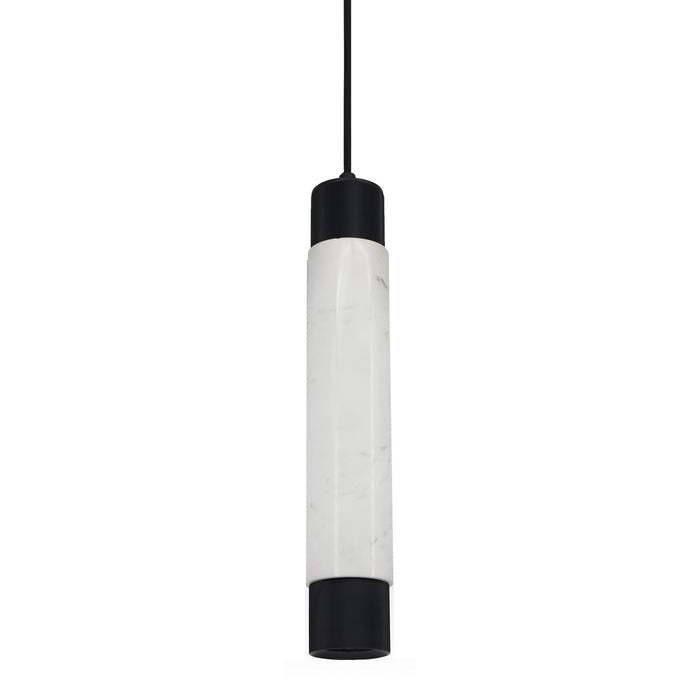 Avenue Lighting - HF1068-WHT - One Light Pendant - Cicada - Black Marble With Knurled Accent