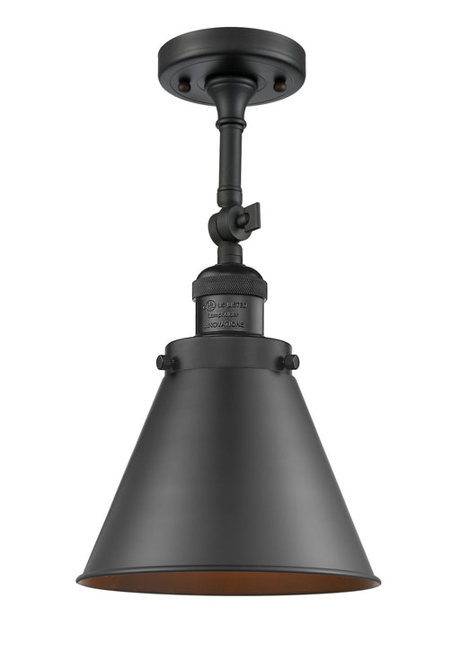 Innovations - 201F-BK-M13-BK - One Light Semi-Flush Mount - Franklin Restoration - Matte Black