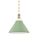 Hudson Valley - MDS352-AGB/LFG - One Light Pendant - Painted No.2 - Aged Brass/Leaf Green Combo