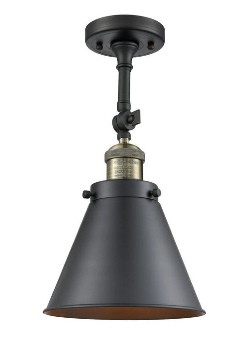 Innovations - 201F-BAB-M13-BK - One Light Semi-Flush Mount - Franklin Restoration - Black Antique Brass