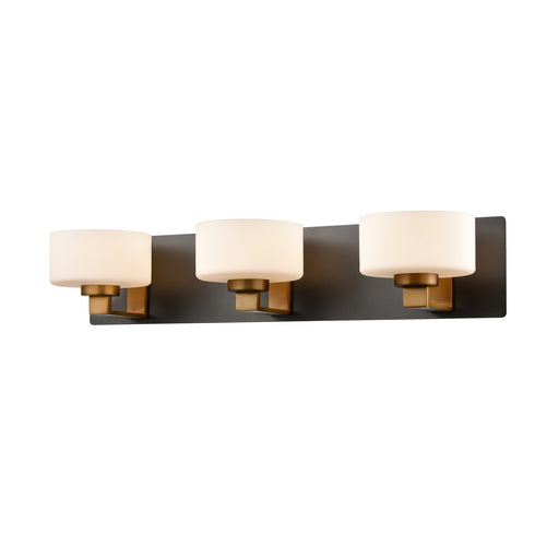 DVI Lighting - DVP2143BR+GR-OP - Three Light Vanity - Princeton - Brass and Graphite with Half Opal Glass