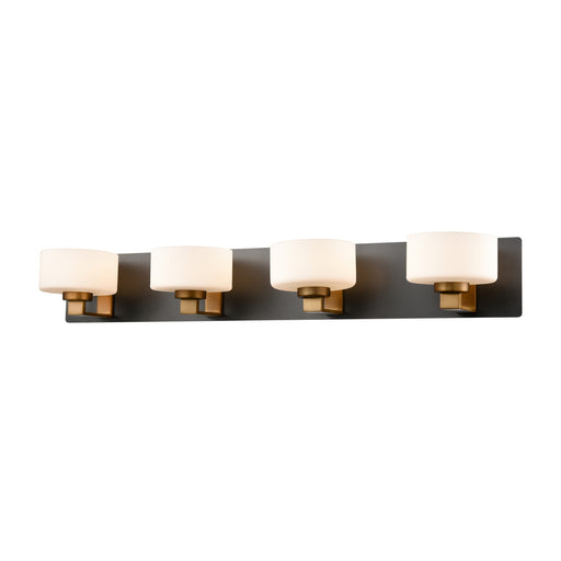 DVI Lighting - DVP2144BR+GR-OP - Four Light Vanity - Princeton - Brass and Graphite with Half Opal Glass