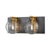 DVI Lighting - DVP40422BR+GR-RPG - Two Light Vanity - Tropea - Brass and Graphite with Ripple Glass