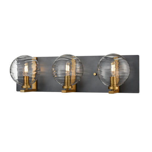 DVI Lighting - DVP40443BR+GR-RPG - Three Light Vanity - Tropea - Brass and Graphite with Ripple Glass