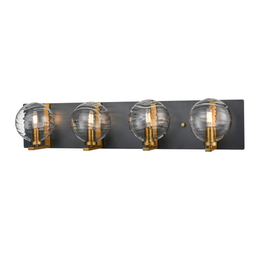 DVI Lighting - DVP40444BR+GR-RPG - Four Light Vanity - Tropea - Brass and Graphite with Ripple Glass