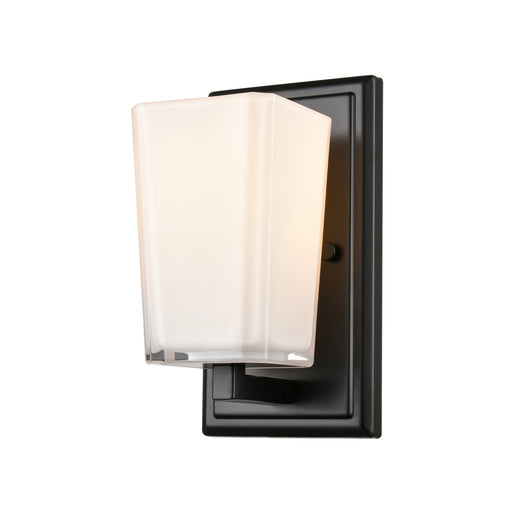 DVI Lighting - DVP47901EB-SSOP - One Light Wall Sconce - Riverside - Ebony with Silk Screen Opal Glass