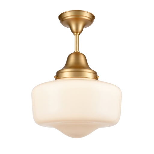 DVI Lighting - DVP7511VBR - One Light Semi-Flush Mount - Schoolhouse - Venetian Brass with True Opal Glass