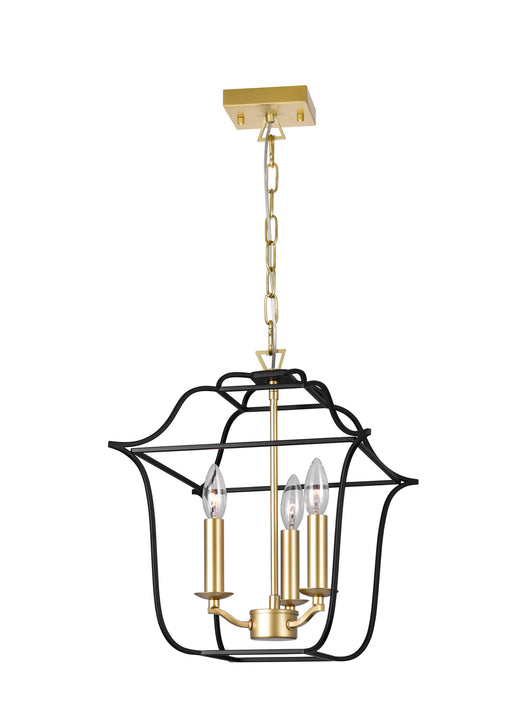CWI Lighting - 1223P12-3-602 - Three Light Pendant - Tudor - Satin Gold/Black