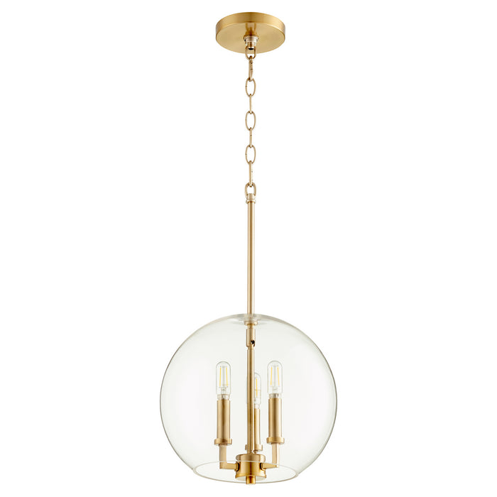 Quorum - 873-3-80 - Three Light Pendant - Aged Brass