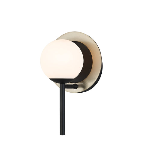 Justice Designs - FSN-4221-OPAL-MBBR - One Light Wall Sconce - Fusion™ - Matte Black w/ Brass Ring