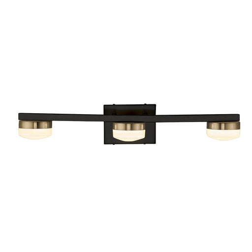 Justice Designs - FSN-8993-OPAL-MBBR - LED Bath Bar - Fusion™ - Matte Black w/ Brass Accents