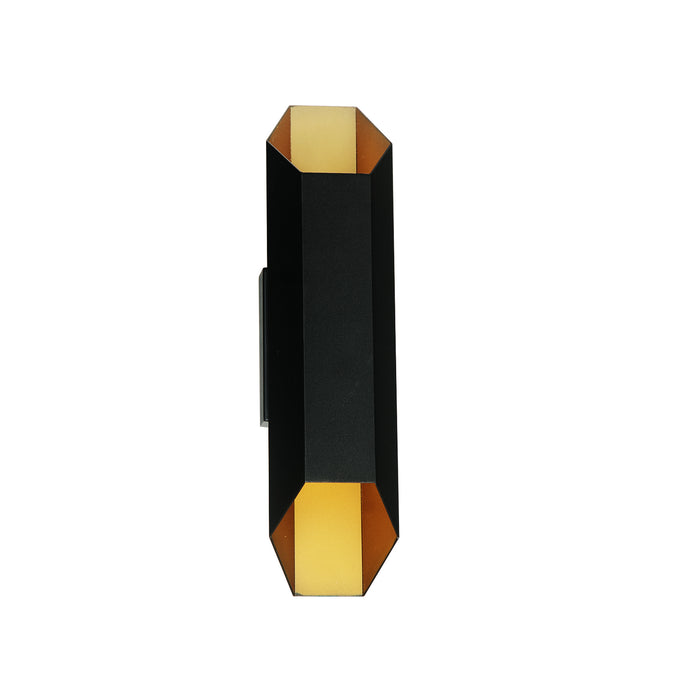 Justice Designs - NSH-4092W-MBBR - LED Outdoor Wall Sconce - No Shade Material - Matte Black Exterior w/ Brass Interior