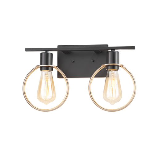 Justice Designs - NSH-8902-MBBR - Two Light Bath Bar - No Shade Material - Matte Black w/ Brass Ring
