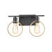 Justice Designs - NSH-8902-MBBR - Two Light Bath Bar - No Shade Material - Matte Black w/ Brass Ring