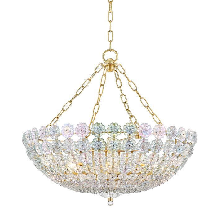 Hudson Valley - 8224-AGB - Eight Light Chandelier - Floral Park - Aged Brass
