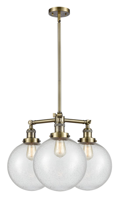 Innovations - 207-AB-G204-10 - Three Light Chandelier - Franklin Restoration - Antique Brass