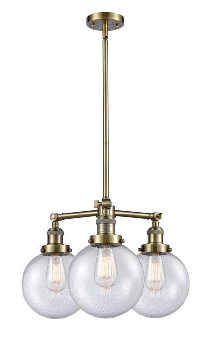 Innovations - 207-AB-G204-8 - Three Light Chandelier - Franklin Restoration - Antique Brass