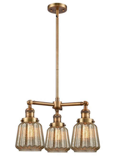 Innovations - 207-BB-G146 - Three Light Chandelier - Franklin Restoration - Brushed Brass