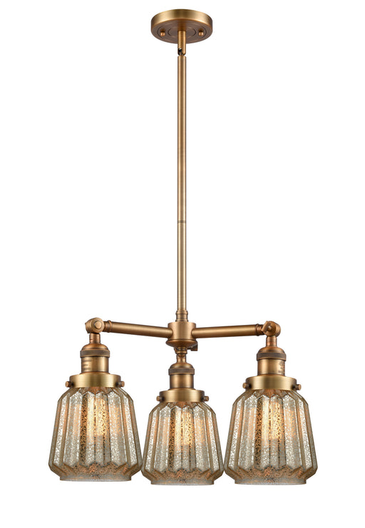 Innovations - 207-BB-G146 - Three Light Chandelier - Franklin Restoration - Brushed Brass
