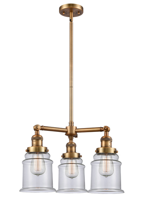 Innovations - 207-BB-G182 - Three Light Chandelier - Franklin Restoration - Brushed Brass