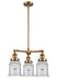 Innovations - 207-BB-G184 - Three Light Chandelier - Franklin Restoration - Brushed Brass
