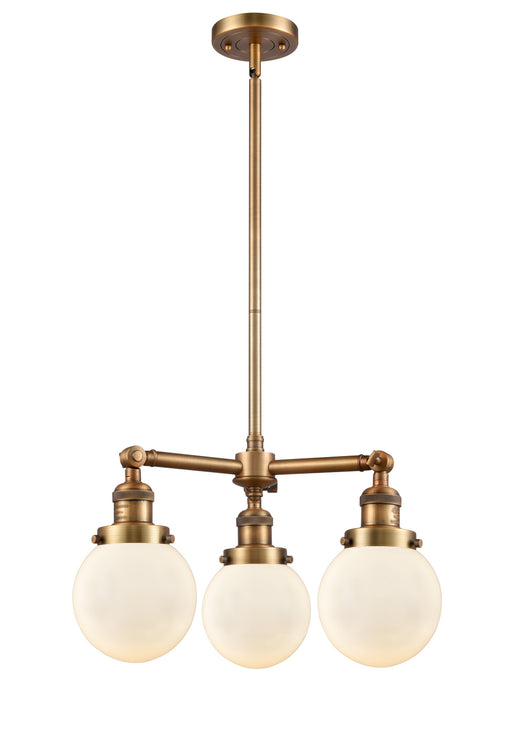 Innovations - 207-BB-G201-6 - Three Light Chandelier - Franklin Restoration - Brushed Brass