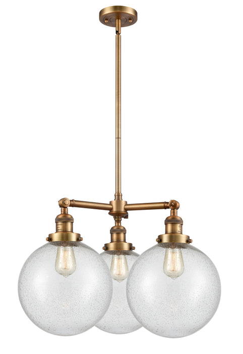 Innovations - 207-BB-G204-10 - Three Light Chandelier - Franklin Restoration - Brushed Brass