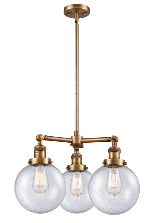Innovations - 207-BB-G204-8 - Three Light Chandelier - Franklin Restoration - Brushed Brass