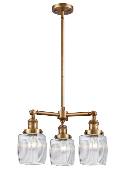 Innovations - 207-BB-G302 - Three Light Chandelier - Franklin Restoration - Brushed Brass