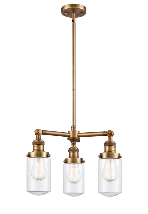 Innovations - 207-BB-G312 - Three Light Chandelier - Franklin Restoration - Brushed Brass