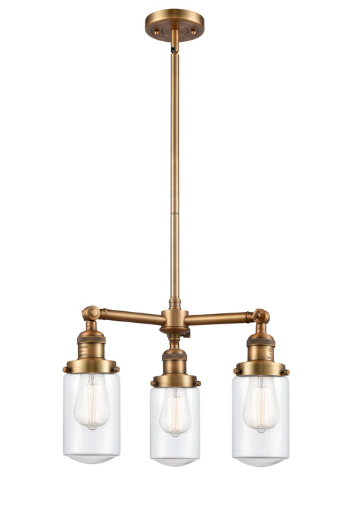 Innovations - 207-BB-G312 - Three Light Chandelier - Franklin Restoration - Brushed Brass