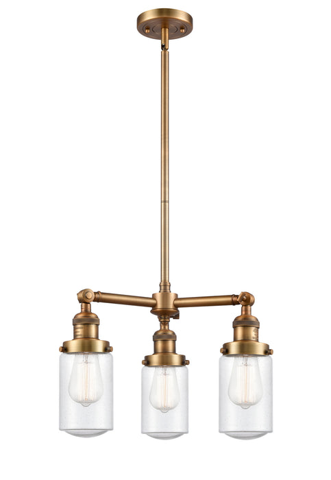 Innovations - 207-BB-G314 - Three Light Chandelier - Franklin Restoration - Brushed Brass