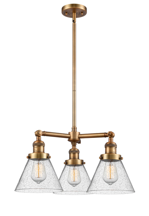 Innovations - 207-BB-G44 - Three Light Chandelier - Franklin Restoration - Brushed Brass