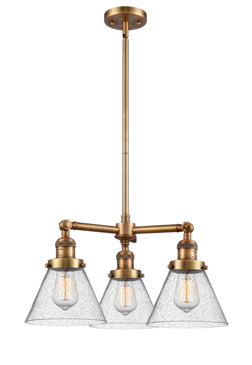 Innovations - 207-BB-G44 - Three Light Chandelier - Franklin Restoration - Brushed Brass